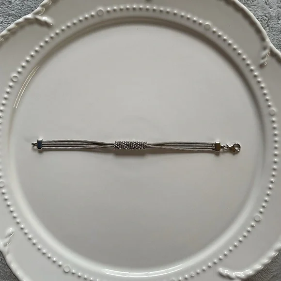 AE Sterling Silver 925 Multistrand Wheat Link Caviar Accent Bracelet 7.25" Italy - Picture 4 of 7